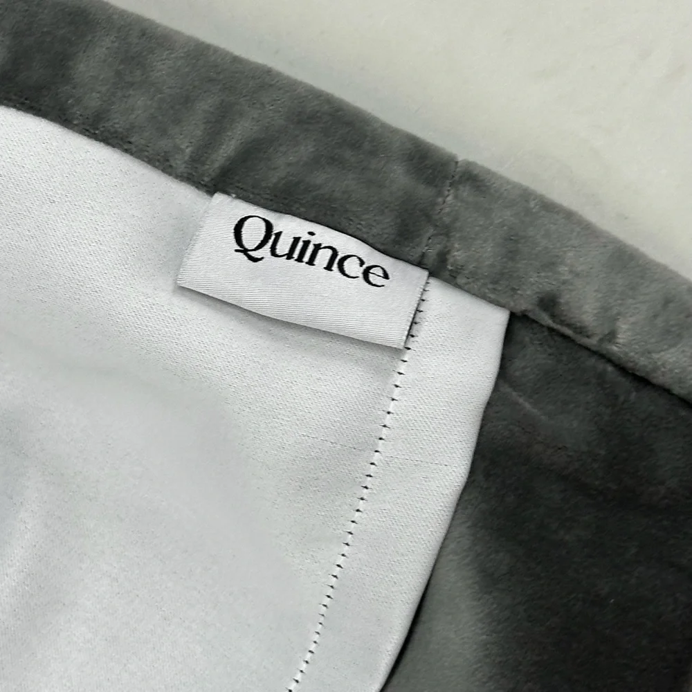 NWOT QUINCE 48x96 Cotton Velvet Room Darkening Curtain Slate 8105
